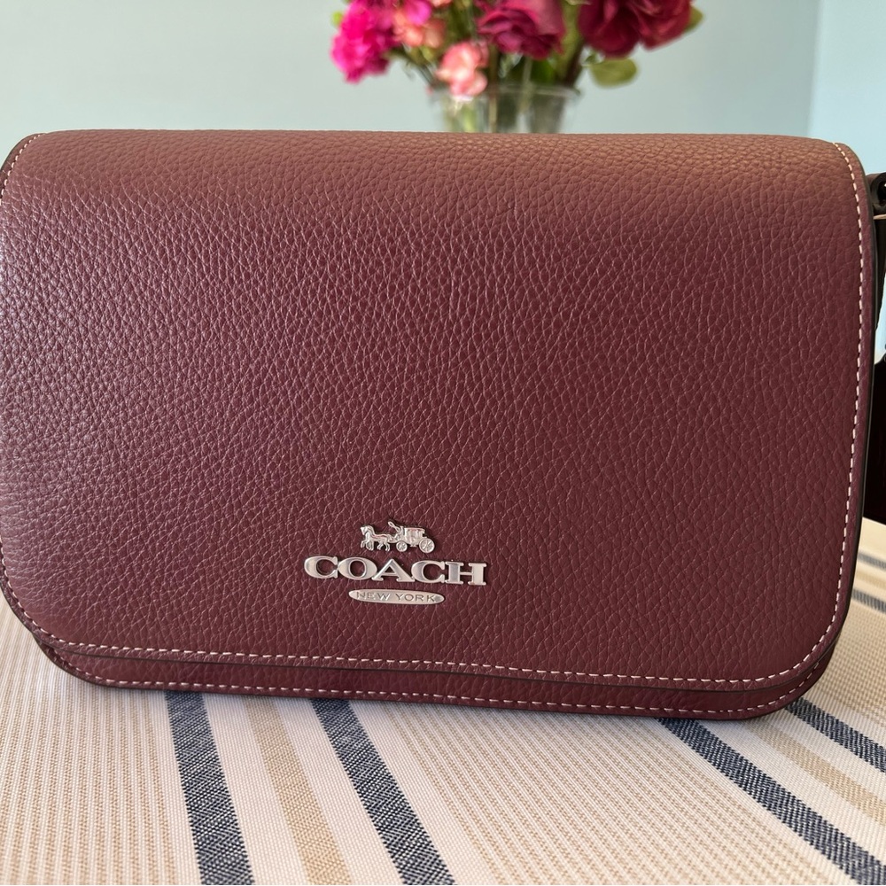 Coach Heritage Messenger Leather Crossbody Bag in Wine